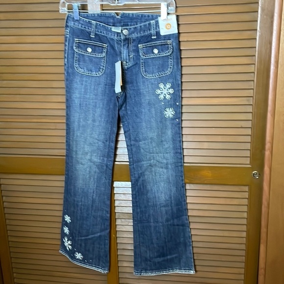 NEW Gymboree Snowflake Adjustable Waist Blue Denim Girls Jeans Size 12 - Picture 1 of 10